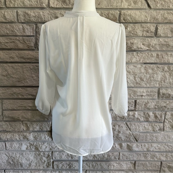 Pintucked Button Down Lace Dress Shirt. Size L white - Picture 3 of 5
